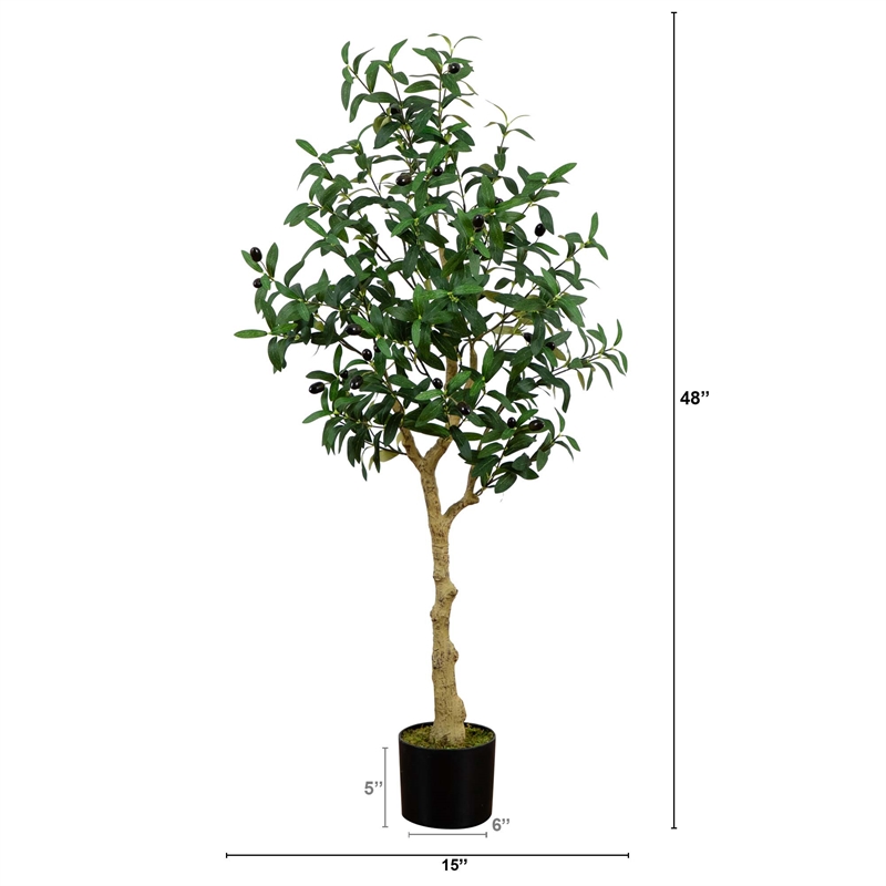 Nearly Natural 4ft Artificial Olive Tree in Green
