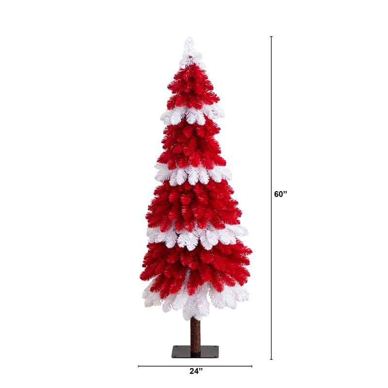 Nearly Natural 5ft Pre-Lit Artificial Peppermint Christmas Tree w/150 Micro LED