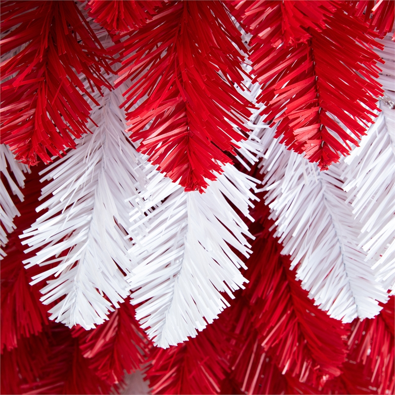 Nearly Natural 5ft Pre-Lit Artificial Peppermint Christmas Tree w/150 Micro LED