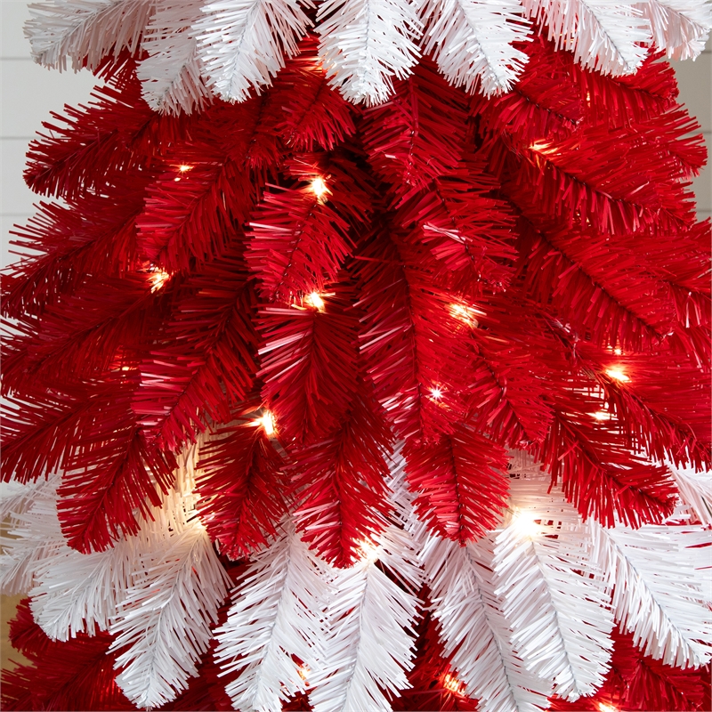 Nearly Natural 5ft Pre-Lit Artificial Peppermint Christmas Tree w/150 Micro LED