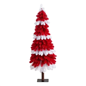 Nearly Natural 5ft Pre-Lit Artificial Peppermint Christmas Tree w/150 Micro LED