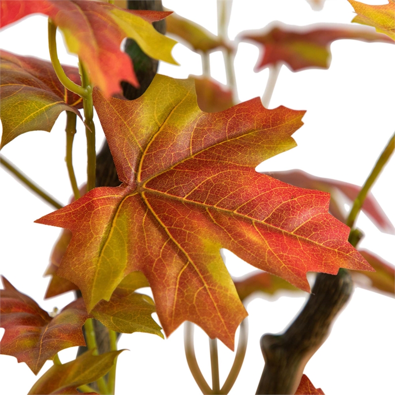 Nearly Natural 4ft Autumn Maple Artificial Fall Tree in Orange