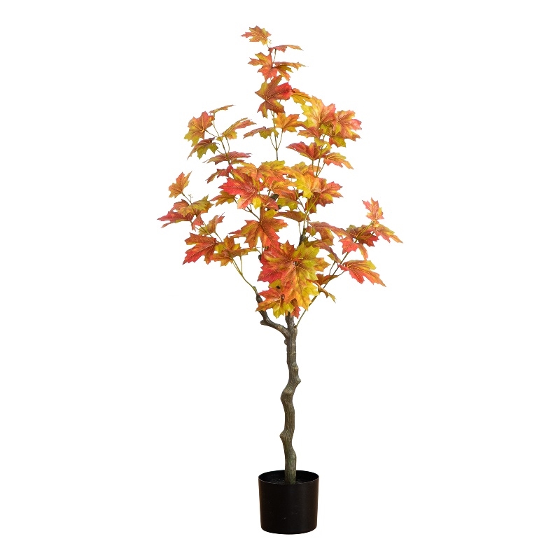 Nearly Natural 4ft Autumn Maple Artificial Fall Tree in Orange