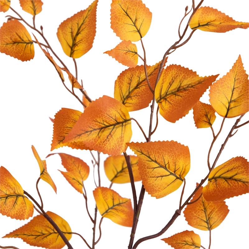 Nearly Natural 4ft Autumn Birch Leaf Artificial Fall Tree in Orange