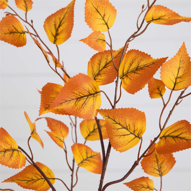 Nearly Natural 4ft Autumn Birch Leaf Artificial Fall Tree in Orange
