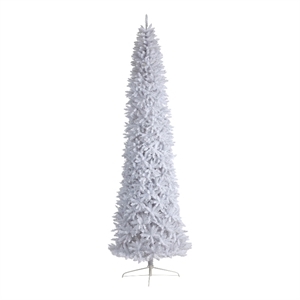 Nearly Natural 12ft Slim White Christmas Tree w/ 3235 Bendable Branches