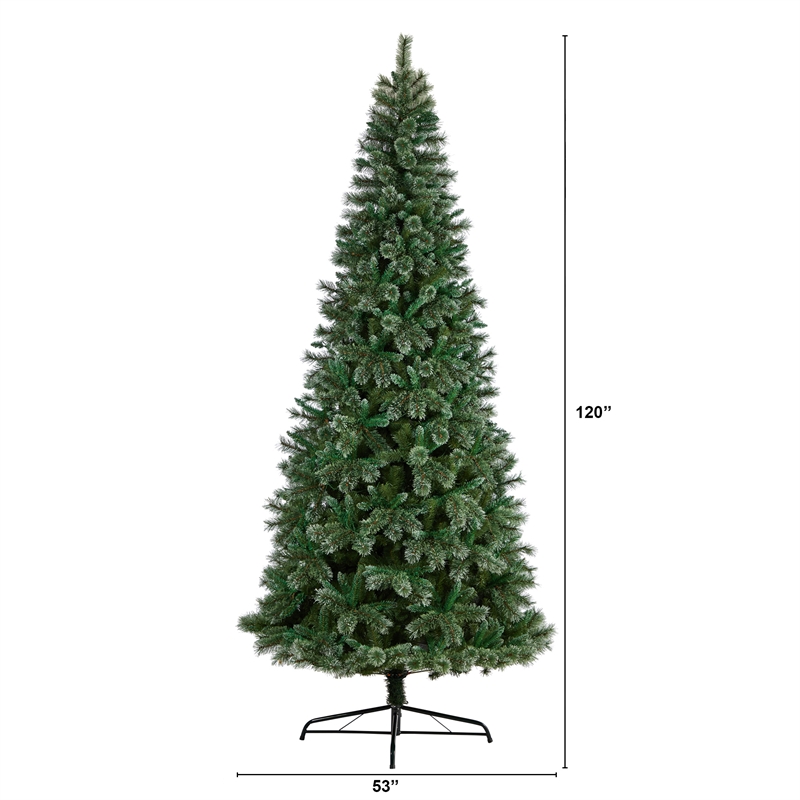 Nearly Natural 10ft Wisconsin Slim Snow Tip Pine Green Christmas Tree