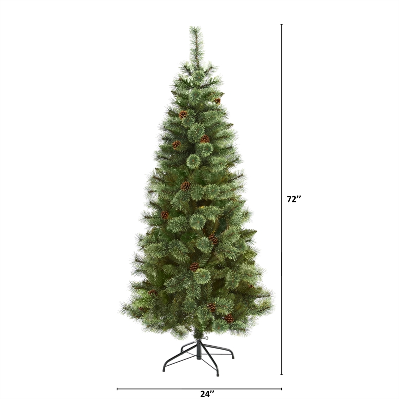 Nearly Natural 6ft White Mountain Pine Artificial Green Christmas Tree
