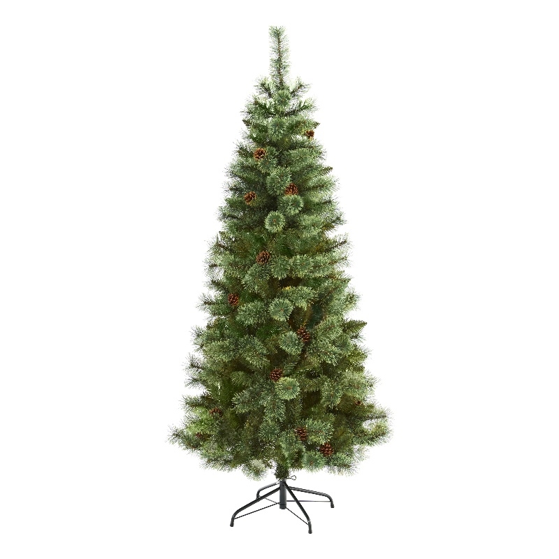 Nearly Natural 6ft White Mountain Pine Artificial Green Christmas Tree
