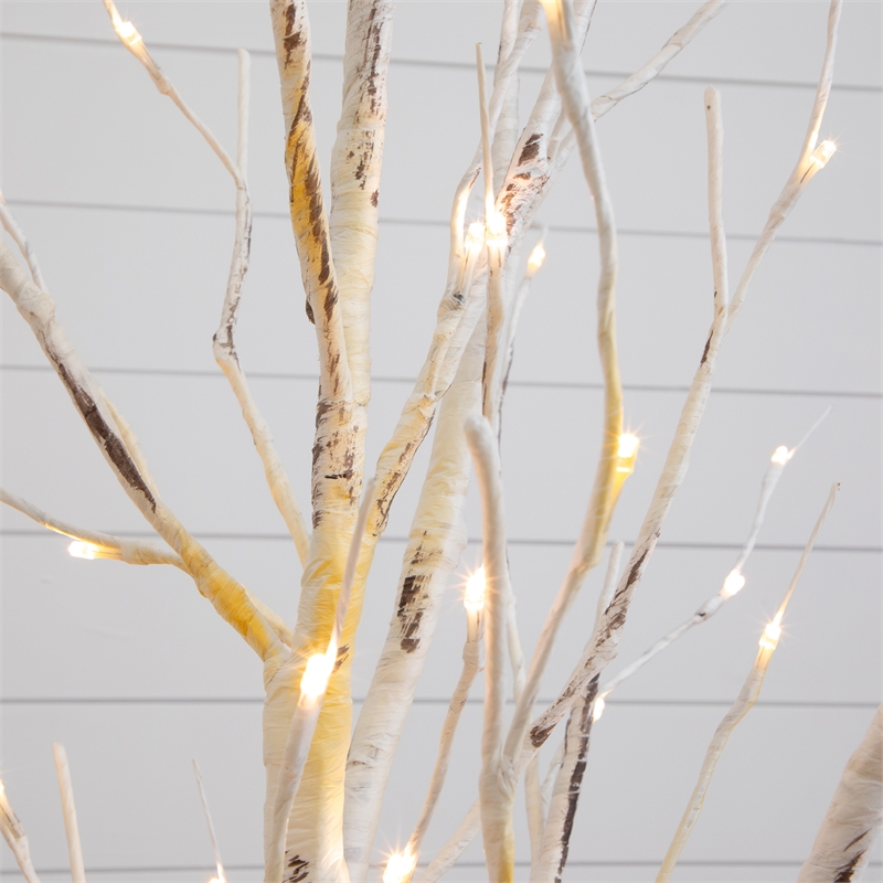 Nearly Natural 2.5ft Pre-Lit White Birch Branches w/ Warm White 100 Micro LED