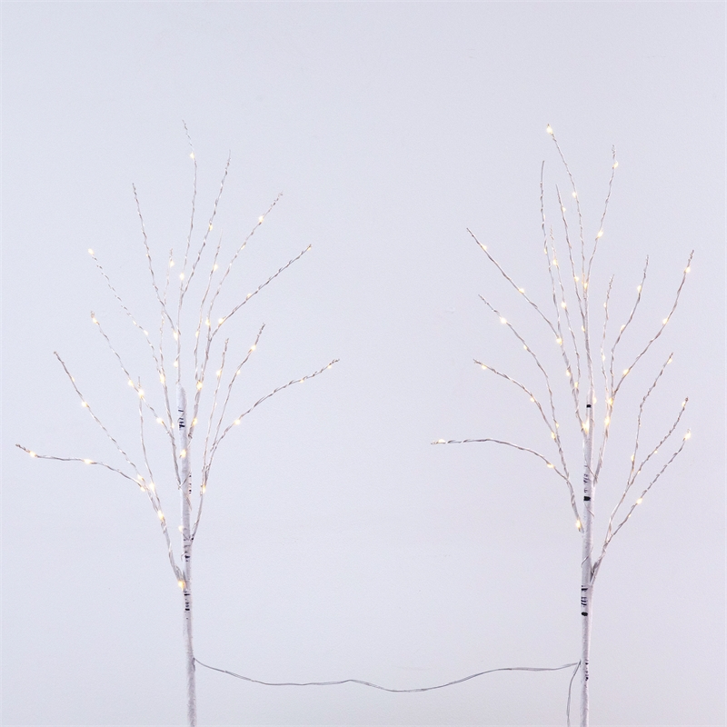 Nearly Natural 2.5ft Pre-Lit White Birch Branches w/ Warm White 100 Micro LED
