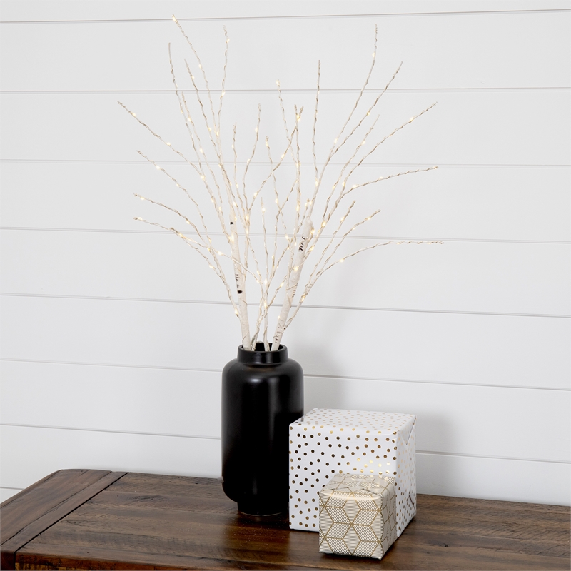 Nearly Natural 2.5ft Pre-Lit White Birch Branches w/ Warm White 100 Micro LED
