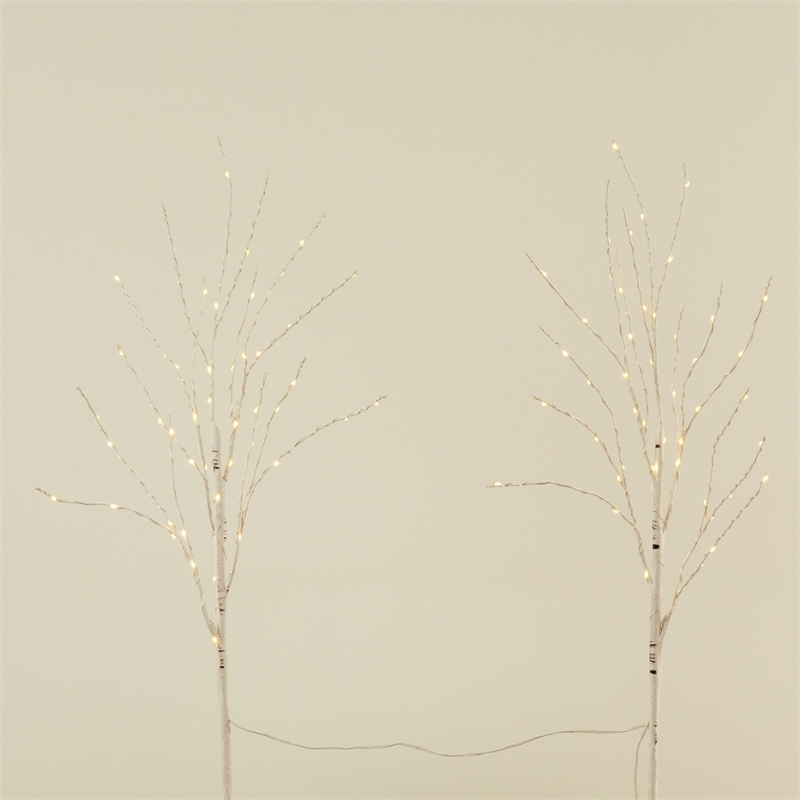 Nearly Natural 2.5ft Pre-Lit White Birch Branches w/ Warm White 100 Micro LED