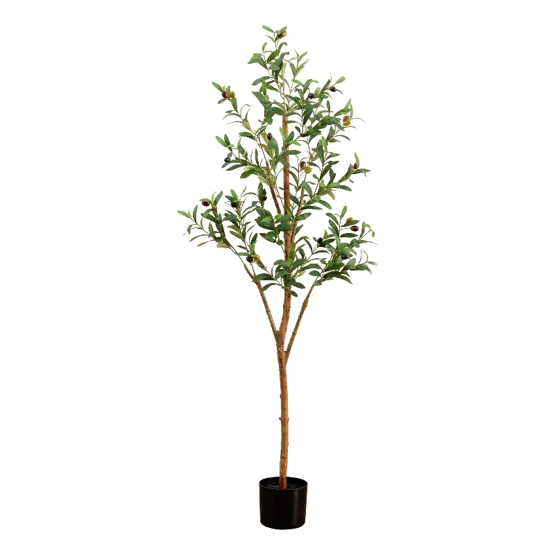 Nearly Natural 5ft Artificial Olive Tree with Natural Trunk in Green