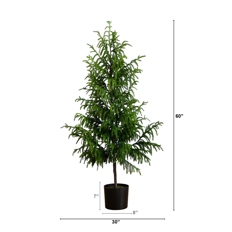 Nearly Natural 5ft Artificial Norfolk Pine Tree in Green