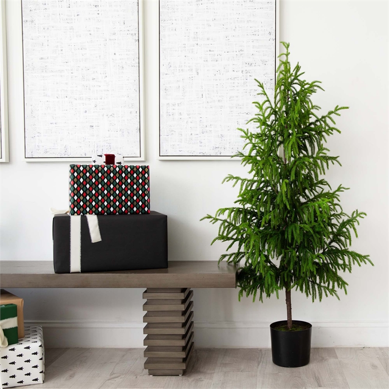 Nearly Natural 5ft Artificial Norfolk Pine Tree in Green