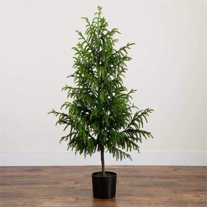 Nearly Natural 5ft Artificial Norfolk Pine Tree in Green