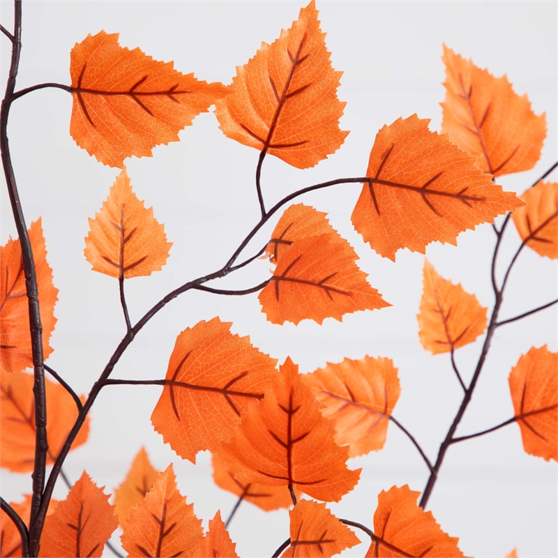 Nearly Natural 5ft Autumn Paper Birch Artificial Fall Tree in Orange