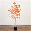 Nearly Natural 5ft Autumn Paper Birch Artificial Fall Tree in Orange