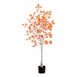 Nearly Natural 5ft Autumn Paper Birch Artificial Fall Tree in Orange