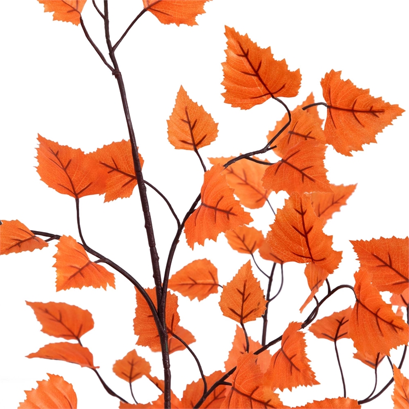 Nearly Natural 6ft Autumn Paper Birch Artificial Fall Tree in Orange