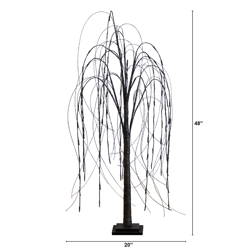 Nearly Natural 4ft Pre-Lit Halloween Black Willow Fall Tree w/ 120 LED Light