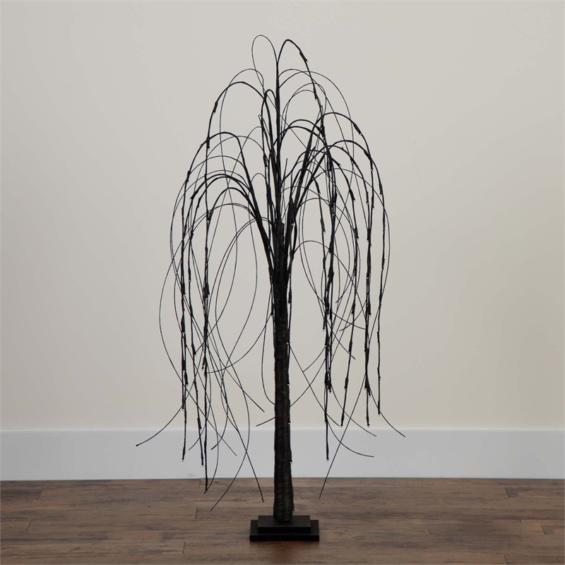 Nearly Natural 4ft Pre-Lit Halloween Black Willow Fall Tree w/ 120 LED Light