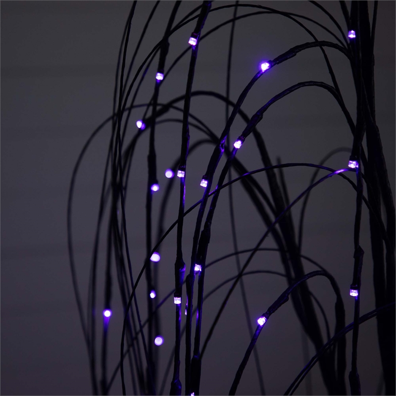 Nearly Natural 4ft Pre-Lit Halloween Black Willow Fall Tree w/ 120 LED Light