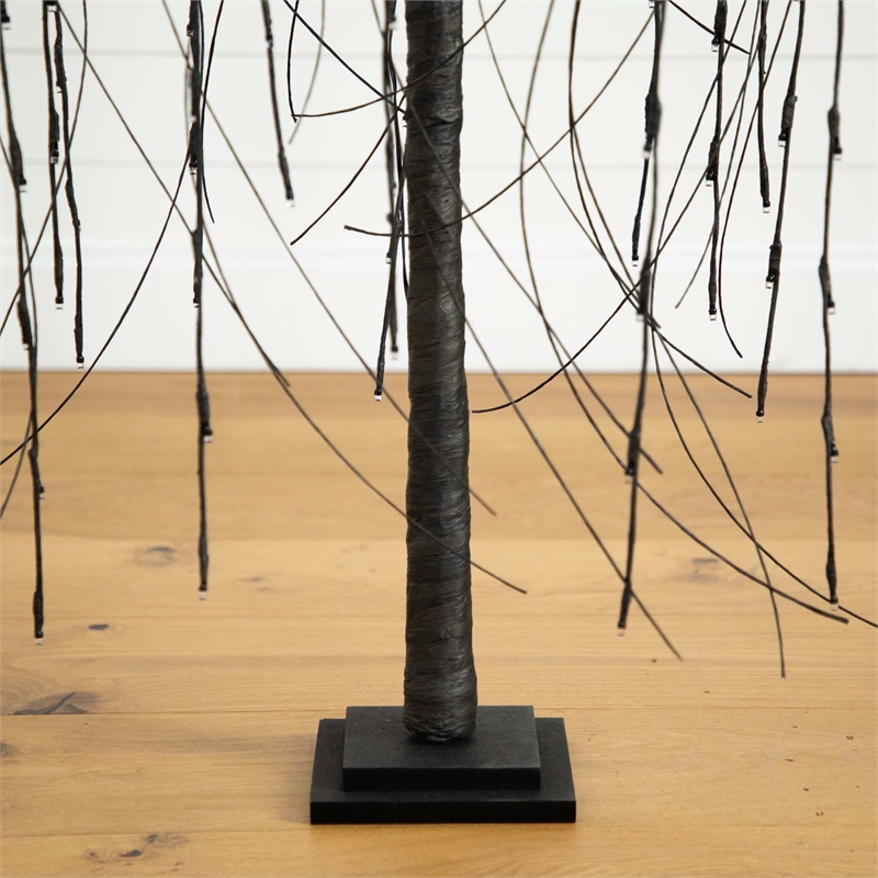 Nearly Natural 4ft Pre-Lit Halloween Black Willow Fall Tree w/ 120 LED Light