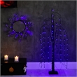 Nearly Natural 4ft Pre-Lit Halloween Black Willow Fall Tree w/ 120 LED Light