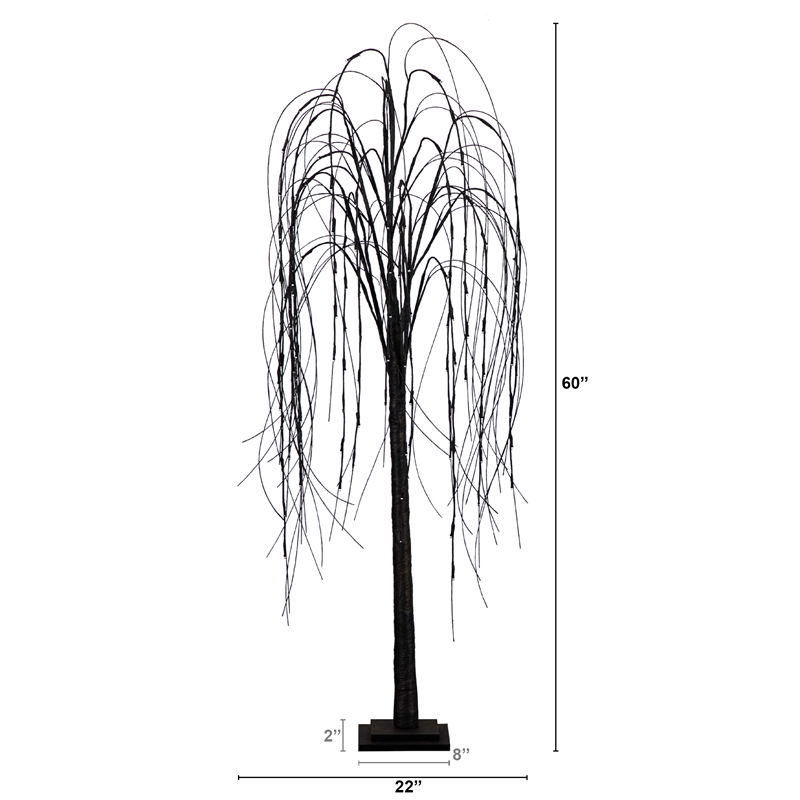 Nearly Natural 5ft Pre-Lit Halloween Black Willow Fall Tree w/ 144 LED Light