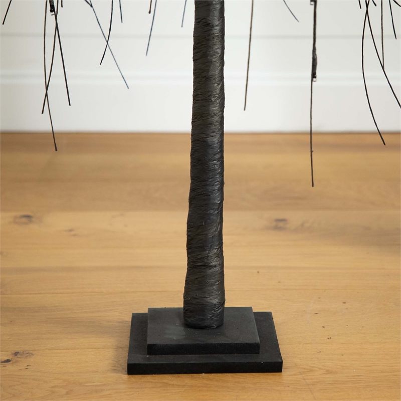 Nearly Natural 5ft Pre-Lit Halloween Black Willow Fall Tree w/ 144 LED Light