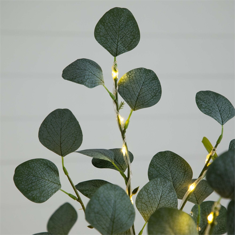 Nearly Natural 5ft Lighted Artificial Eucalyptus Tree w/ 300 Warm White LED