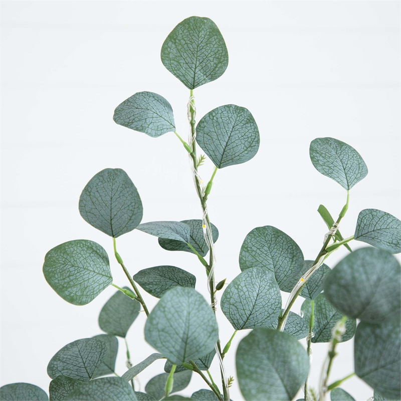 Nearly Natural 5ft Lighted Artificial Eucalyptus Tree w/ 300 Warm White LED