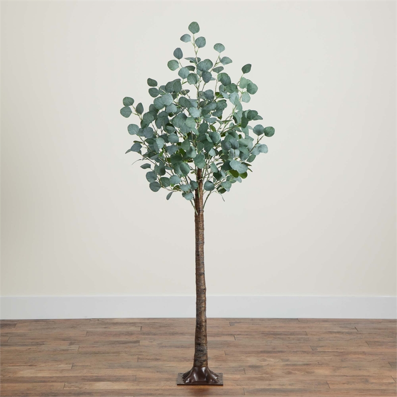 Nearly Natural 5ft Lighted Artificial Eucalyptus Tree w/ 300 Warm White LED