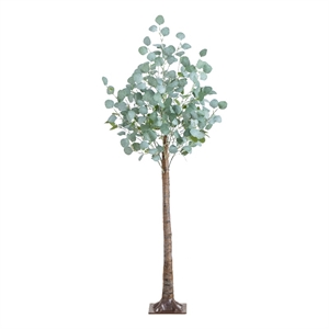 Nearly Natural 5ft Lighted Artificial Eucalyptus Tree w/ 300 Warm White LED