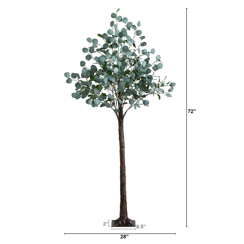 Nearly Natural 6ft Lighted Artificial Eucalyptus Tree w/ 420 Warm White LED