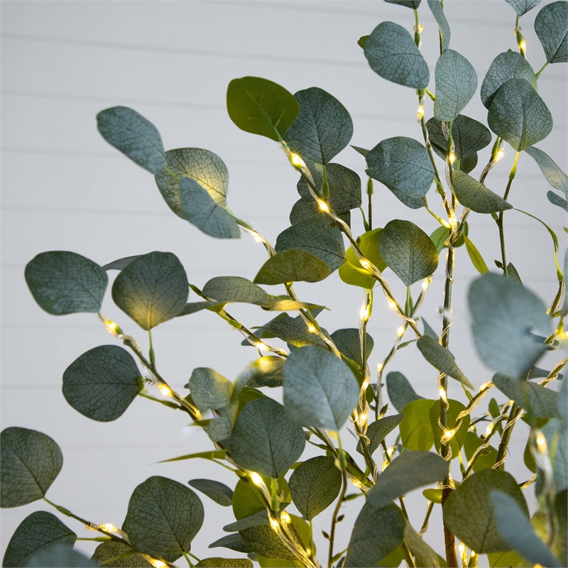 Nearly Natural 6ft Lighted Artificial Eucalyptus Tree w/ 420 Warm White LED