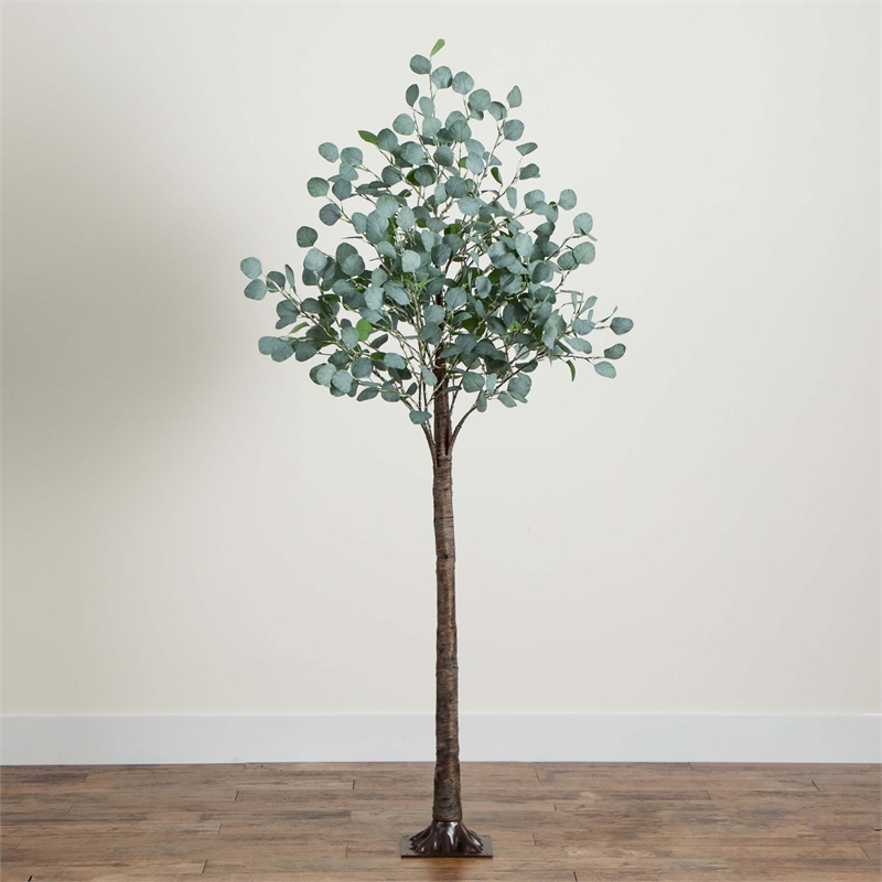 Nearly Natural 6ft Lighted Artificial Eucalyptus Tree w/ 420 Warm White LED