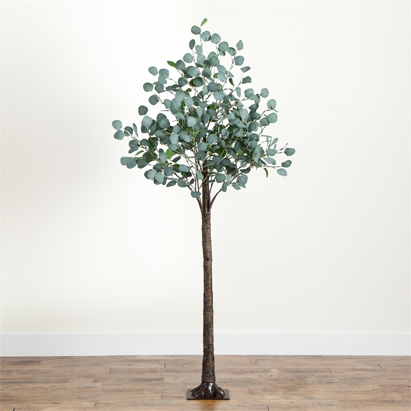 Nearly Natural 6ft Lighted Artificial Eucalyptus Tree w/ 420 Warm White LED