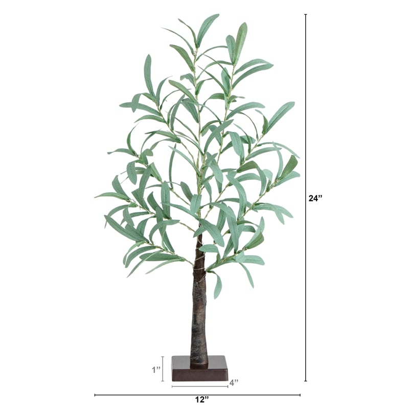 Nearly Natural 2ft Lighted Artificial Olive Tree with 60 Warm White LED Lights