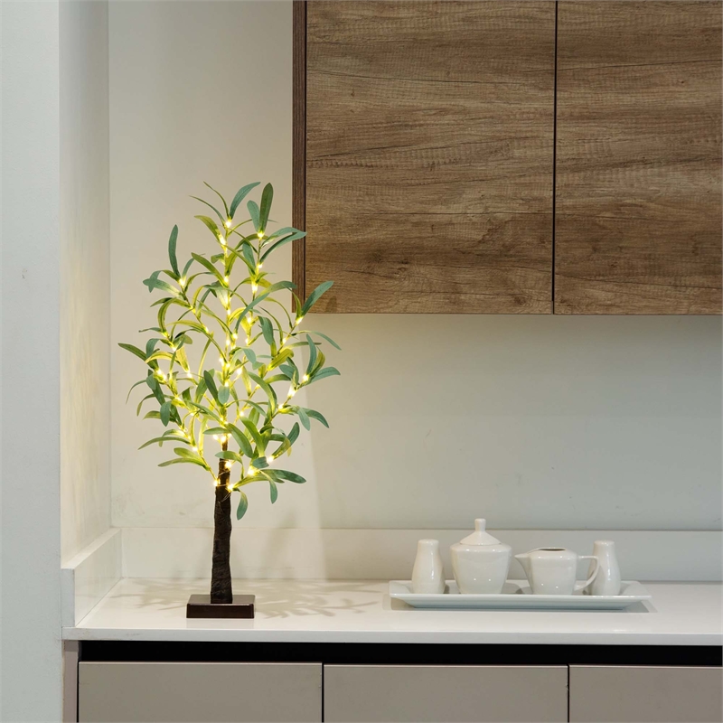Nearly Natural 2ft Lighted Artificial Olive Tree with 60 Warm White LED Lights