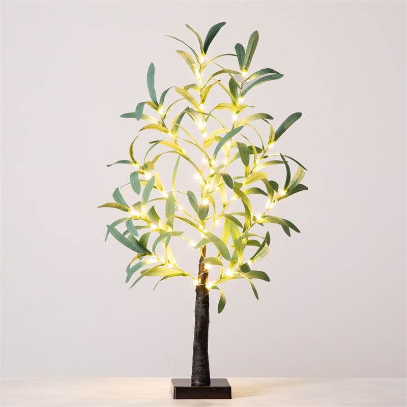 Nearly Natural 2ft Lighted Artificial Olive Tree with 60 Warm White LED Lights