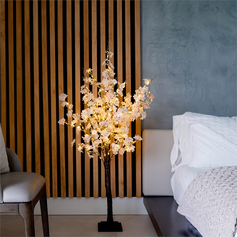 Nearly Natural 4ft Lighted Artificial Cherry Blossom Tree w/210 WarmWhite LED