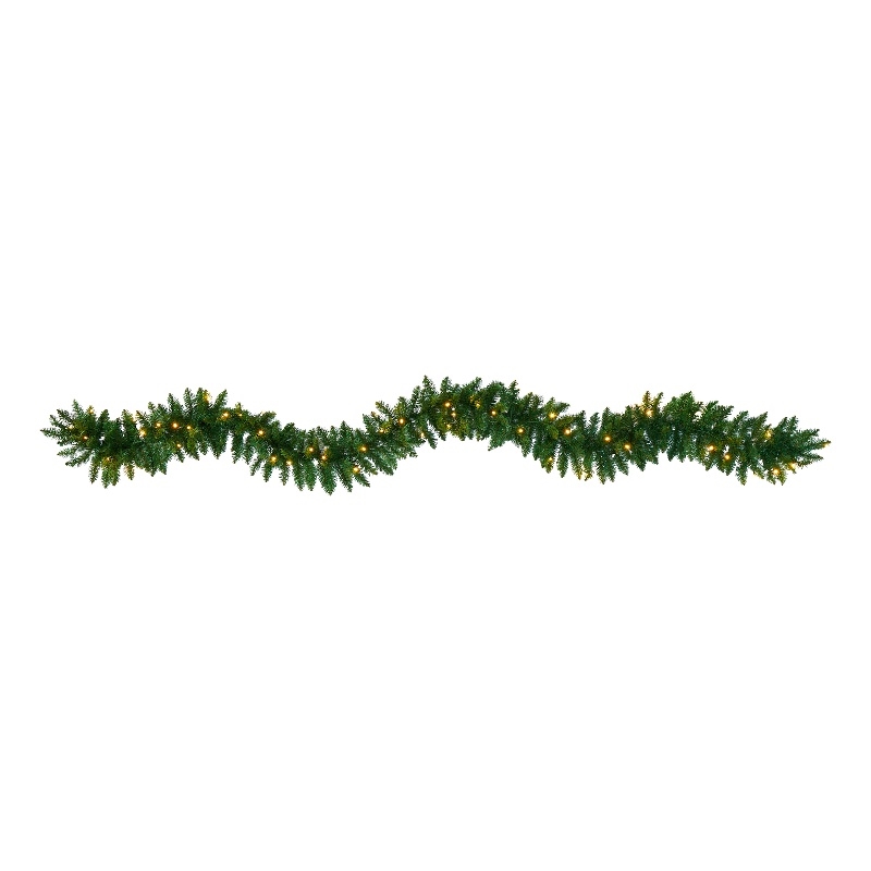 Nearly Natural 9ft Christmas Pine Artificial Garland w/ 50 Warm White LEDs