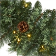 Nearly Natural 6ft White Mountain Pine Garland w/ 35 White Warm LED
