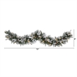 Nearly Natural 6ft Flocked Mixed Pine Christmas Garland w/50 LED Lights in Green