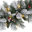 Nearly Natural 6ft Flocked Mixed Pine Christmas Garland w/50 LED Lights in Green