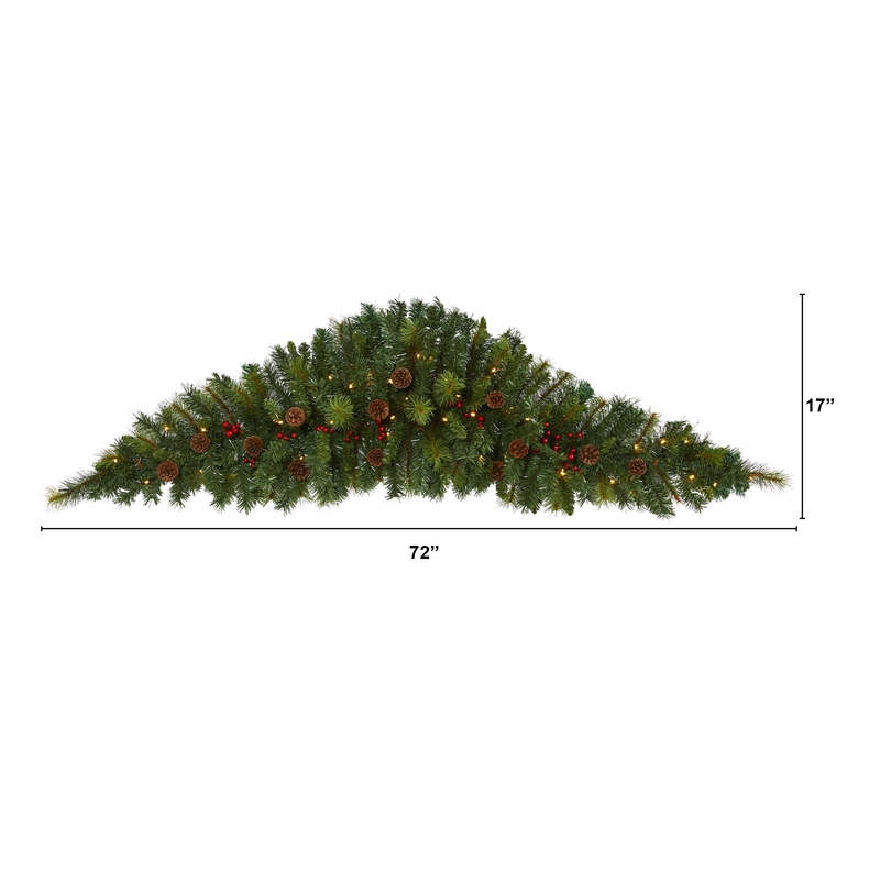 Nearly Natural 6ft Artificial Christmas Swag with 50 LED Lights in Green