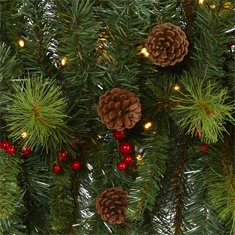 Nearly Natural 6ft Artificial Christmas Swag with 50 LED Lights in Green